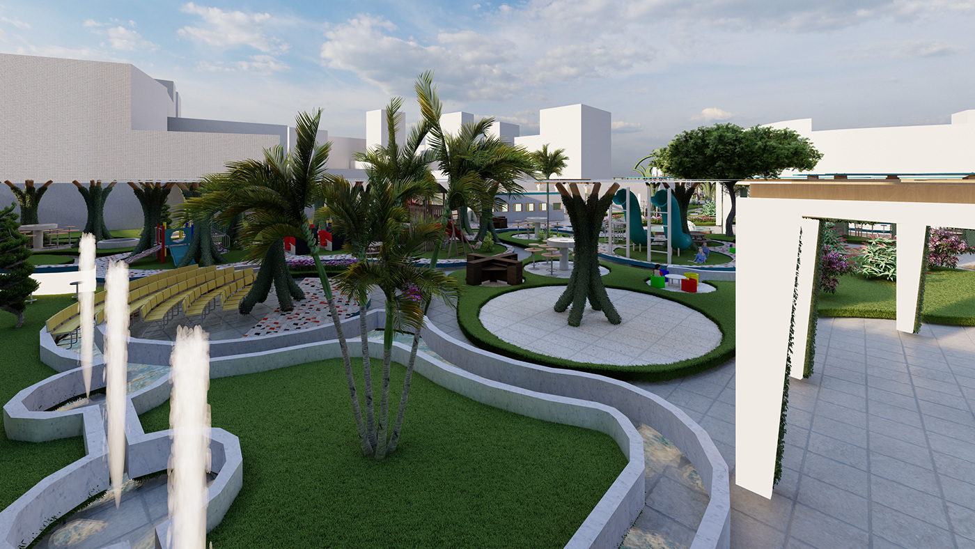 3ds max architecture archviz exterior Landscape modern Outdoor Render visualization