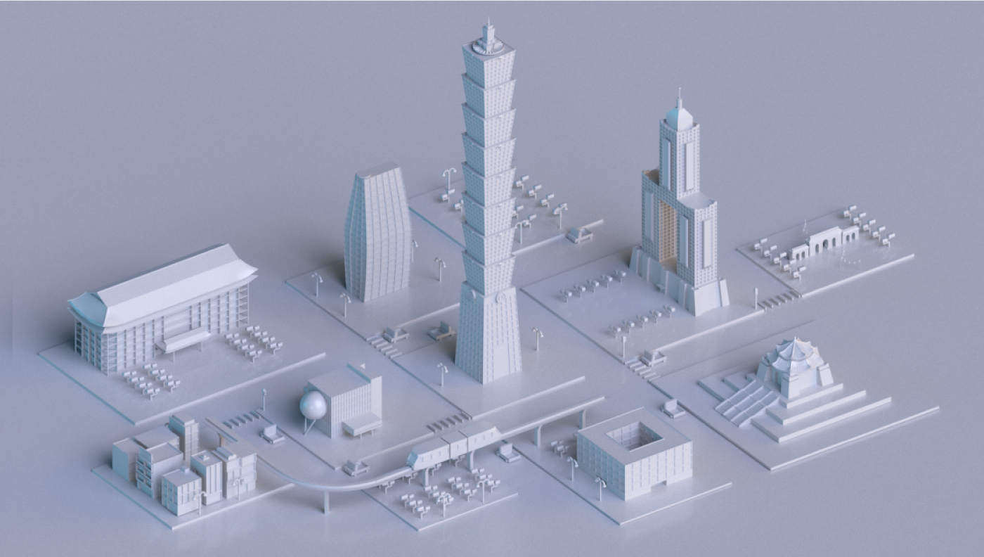 asia 3d case architecture c4d Isometric city cityscape taiwan study modeling