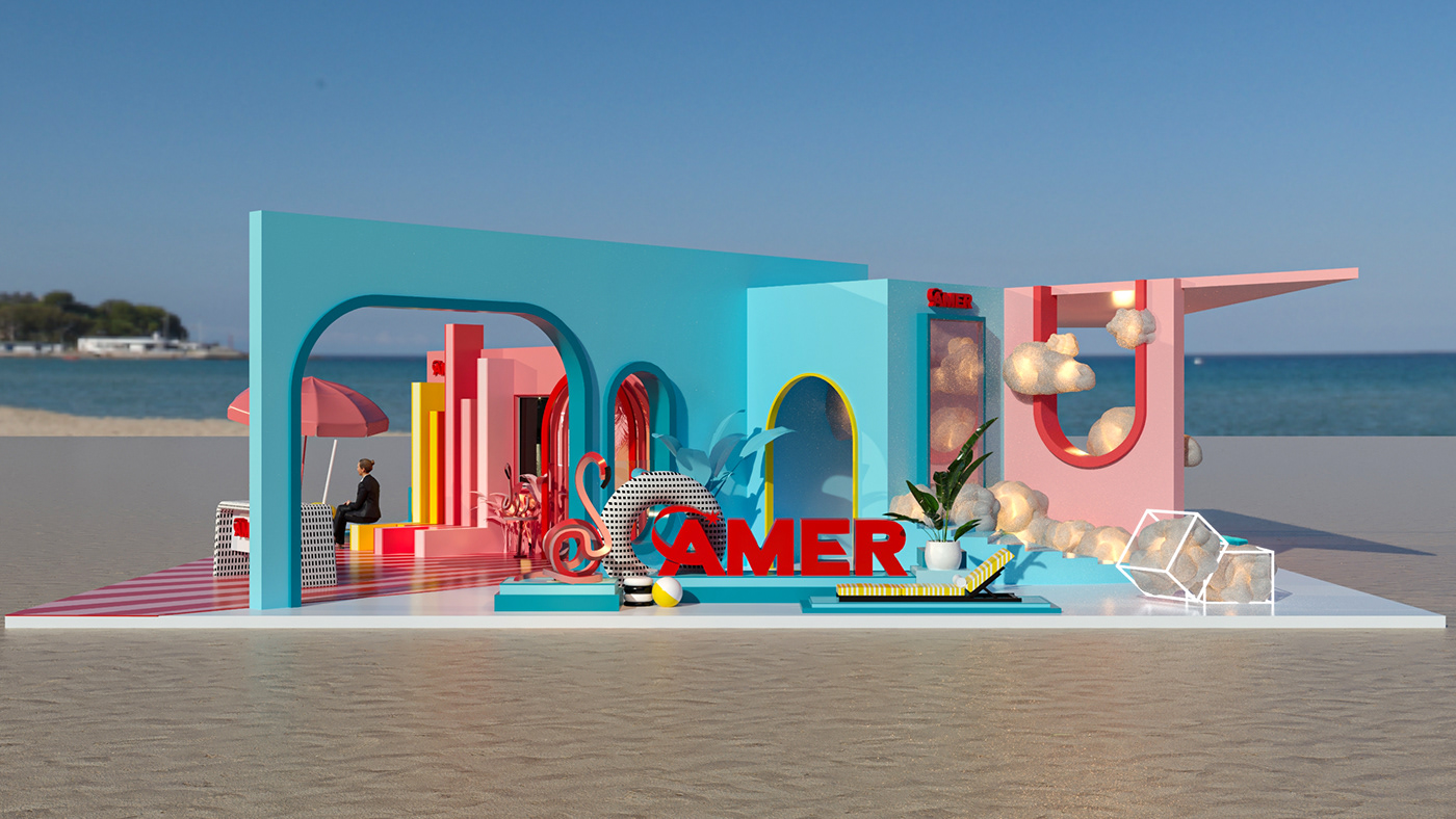 Amer Group visualization concept art 3ds max Render beach booth
