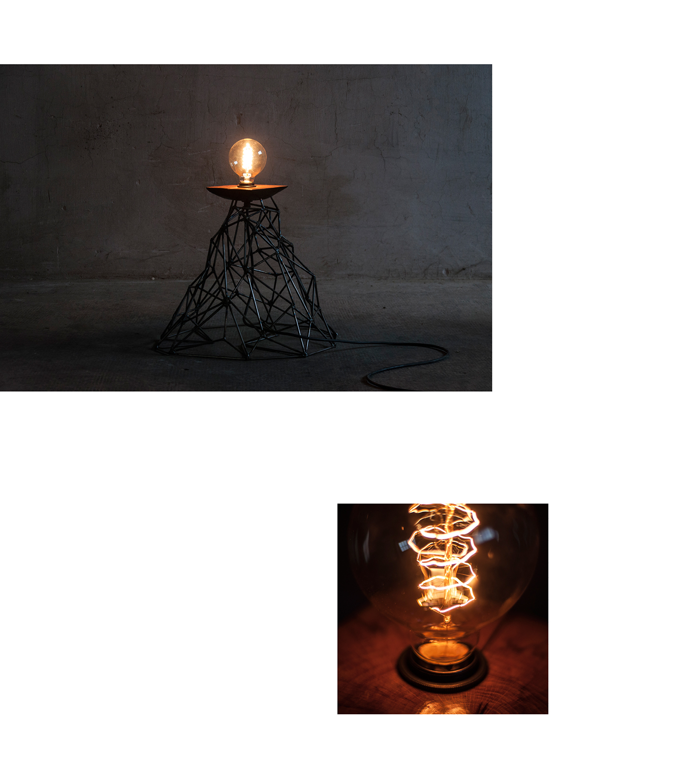 light sculpture iron wood Lamp handmade