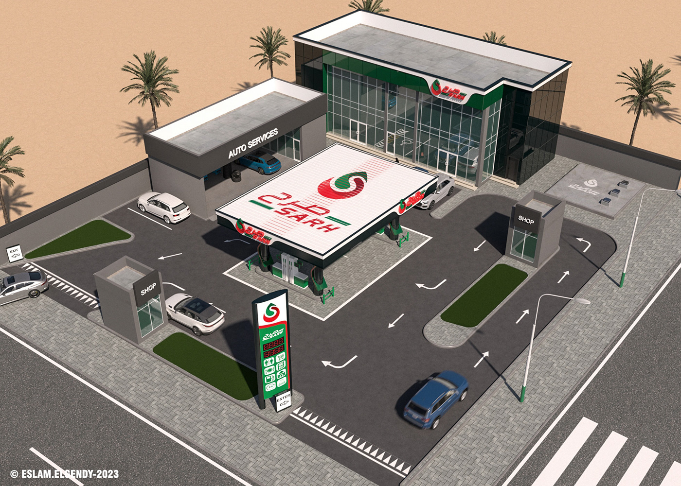 petrol station visualization Render exterior