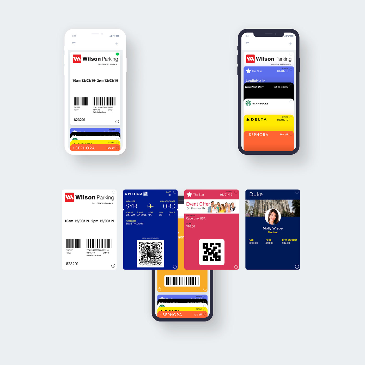 WALLET Apple Wallet vouchers savings cards Mobile UI app ID Cards passports UI ux
