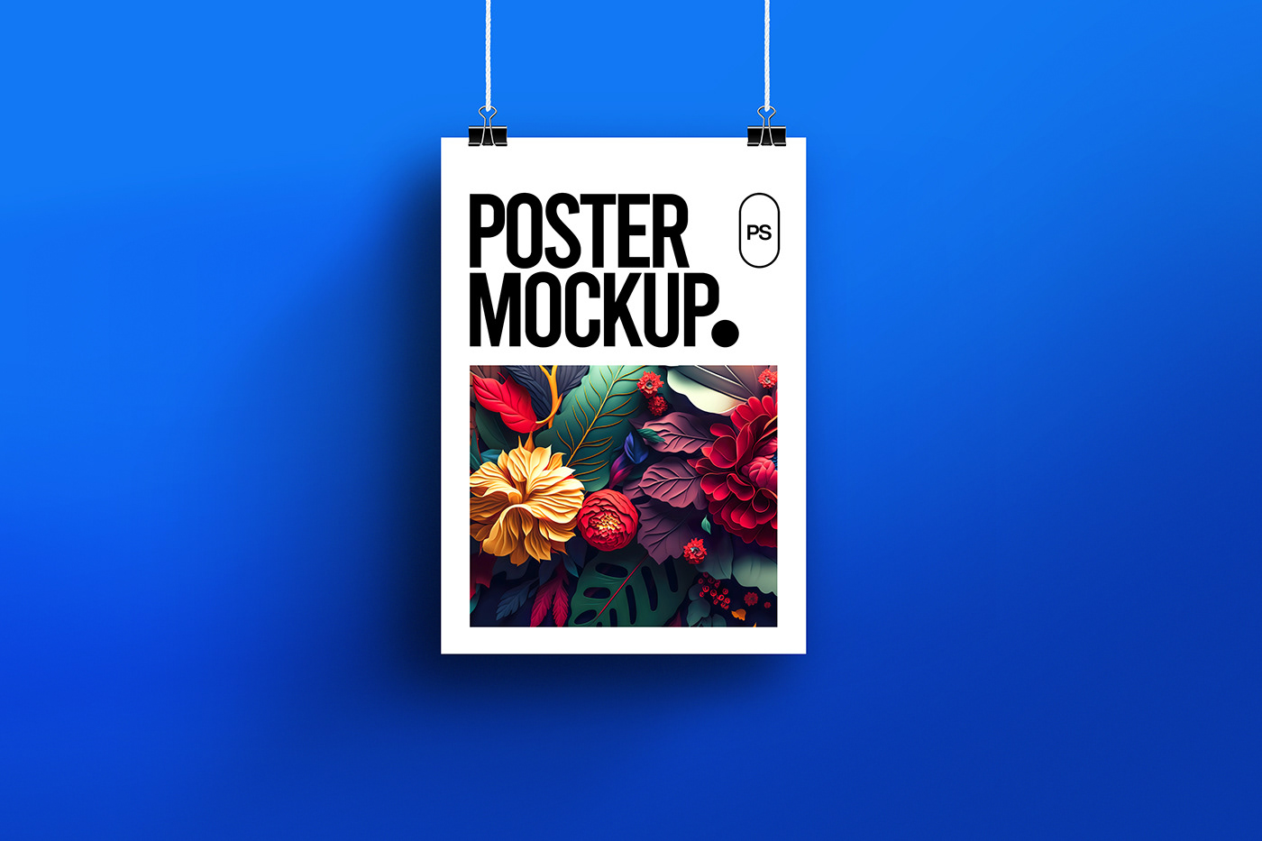 photoshop Mockup templates postermockup poster realistic shadow branding  hanging mockupstock