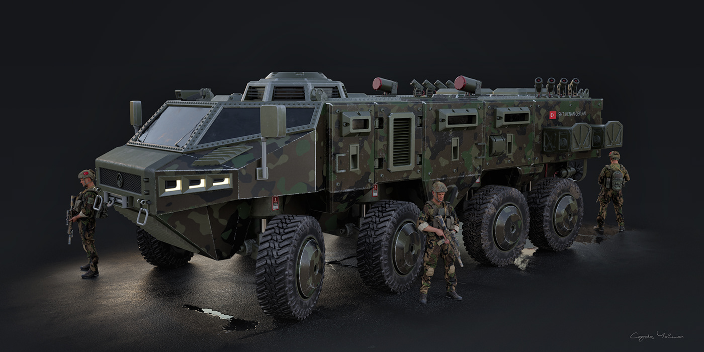 armourred personnel carrier Military Vehicle woodland camo substance painter Unfold3D  