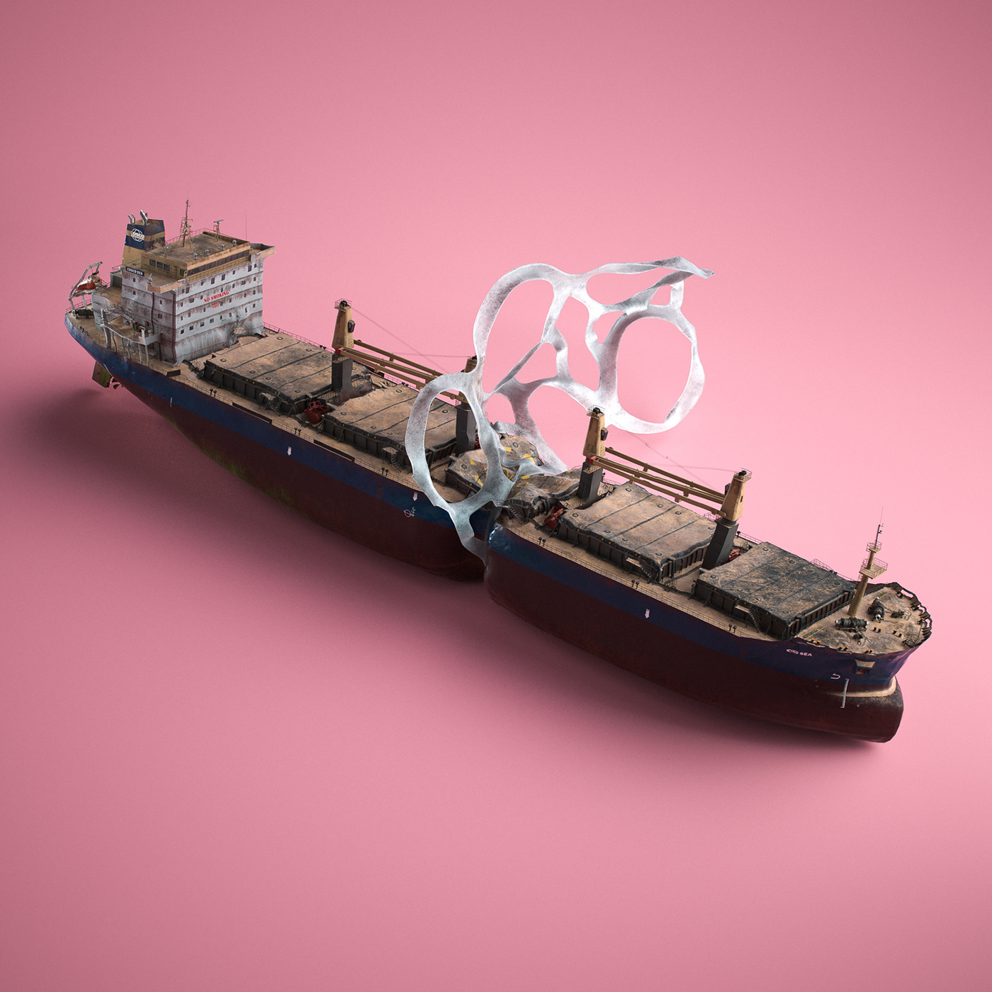 3d render environment funny plane plastic pollution realistic ship surreal Truck