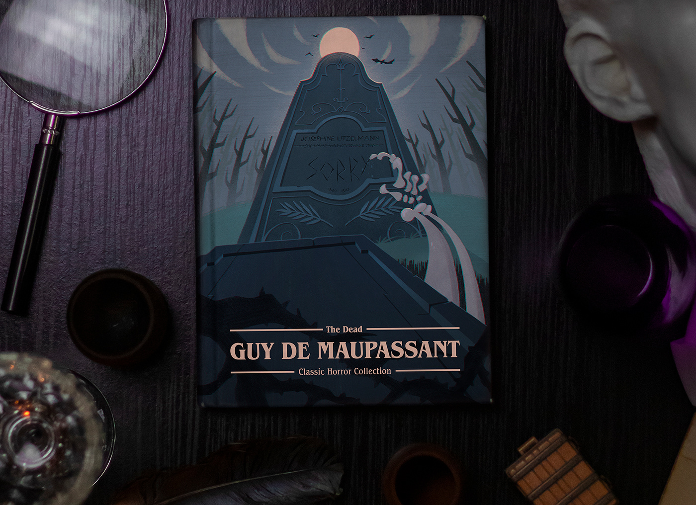 the raven horror literature book cover publishing   cover illustration ambrose bierce classic literature Edgar Allan Poe Guy de Maupassant