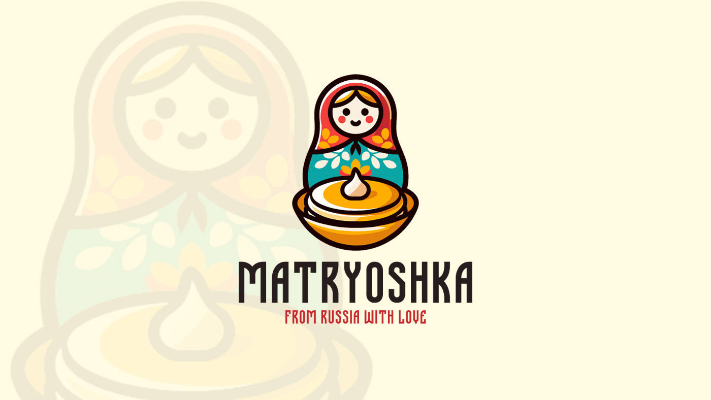 matryoshka Russian Logo russia logo Logotype logo brand identity design visual identity matryoshka logo slavc logo