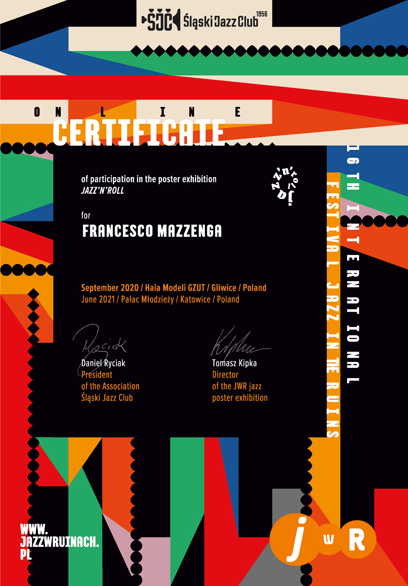 design Francesco Mazzenga graphic design  jazz Jazz W Ruinach Poster Exhibition 2020