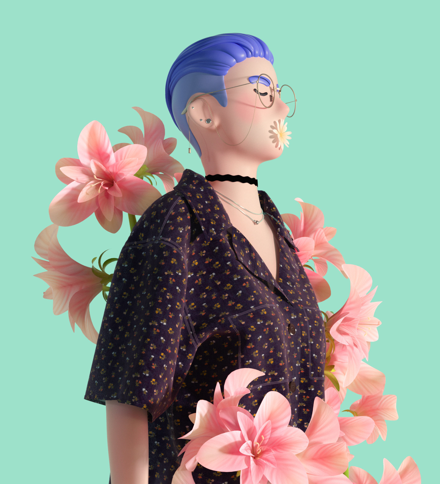 3D c4d Clothing Flowers illustrations life natural