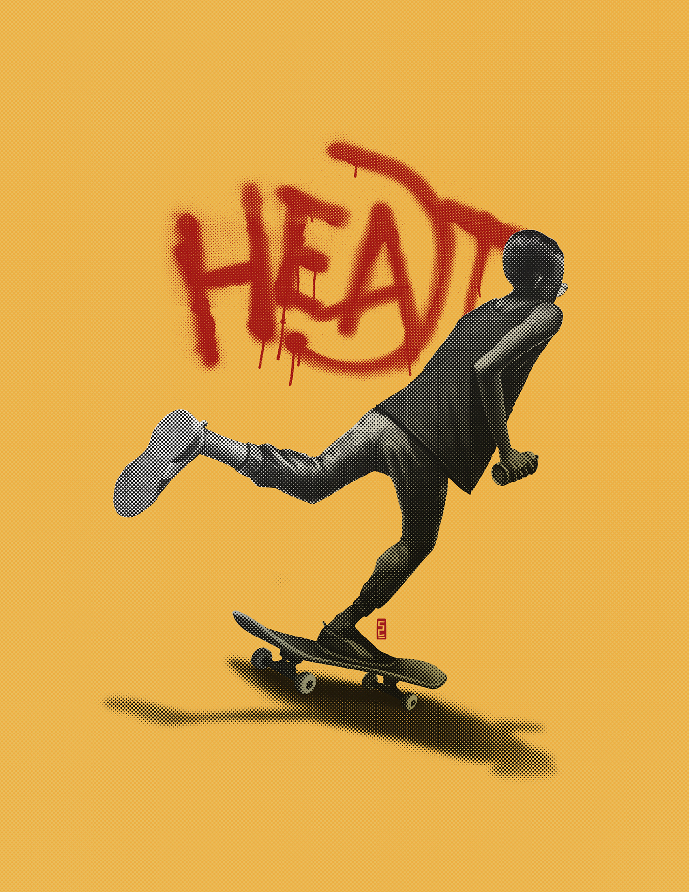 #halftone #screenprint #artprint #heat #run #skateboard #graffiti