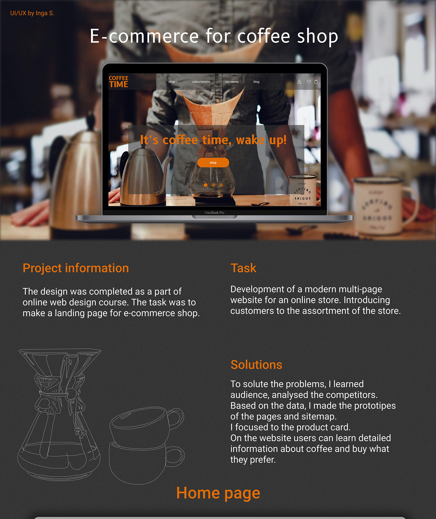 case Coffee desktop e-commerce ILLUSTRATION  Multi Site shop UI ux Website