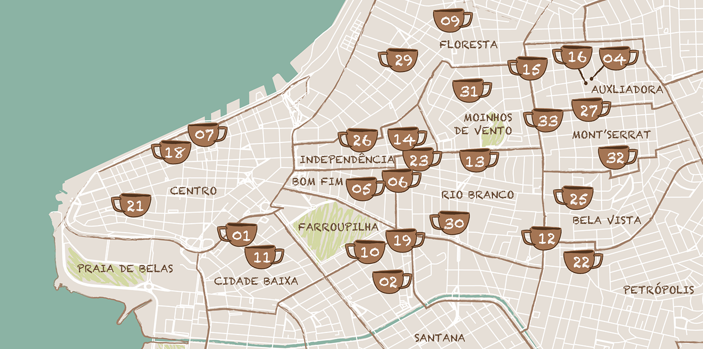 arabica cafe cartography Coffee espresso GIS map map design mapa porto alegre