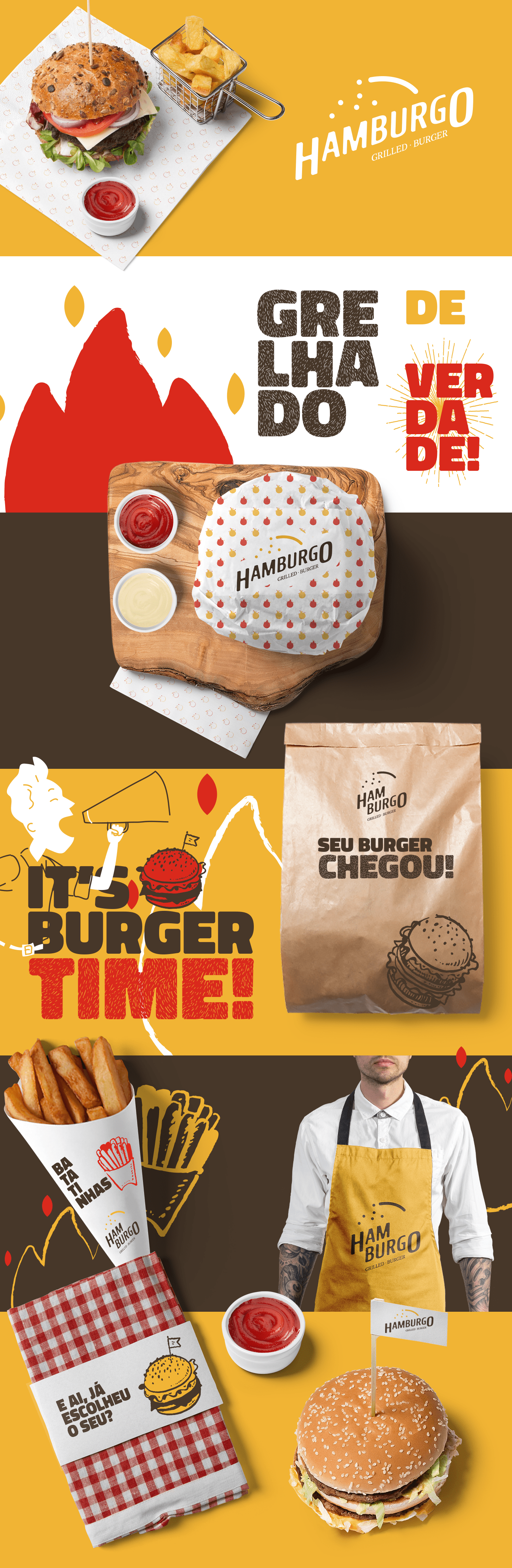 brand brading logo burger fastfood identity Packaging embalagem potato Food 