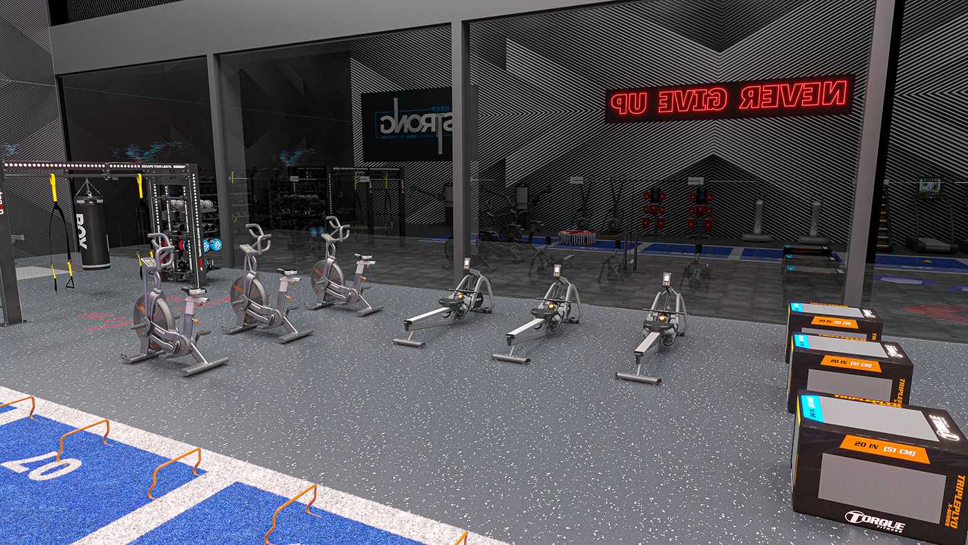 3D 3ds max archviz gym interior design  Racquetball Render Renderings visualization vray