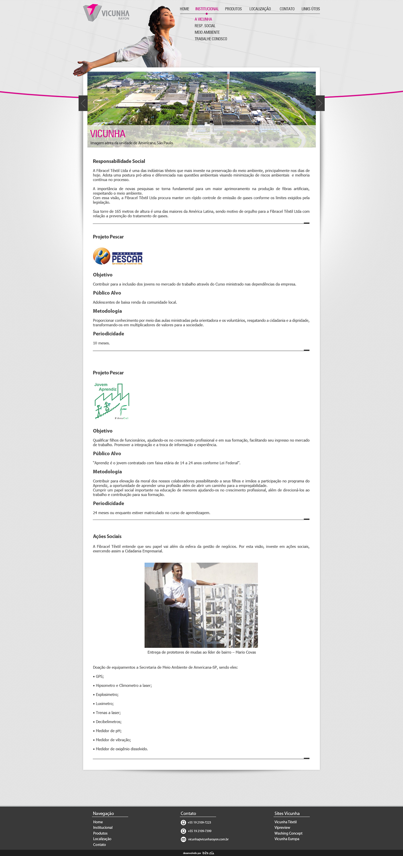 Vicunha rayon enterprise papel fibracel Layout GUI site