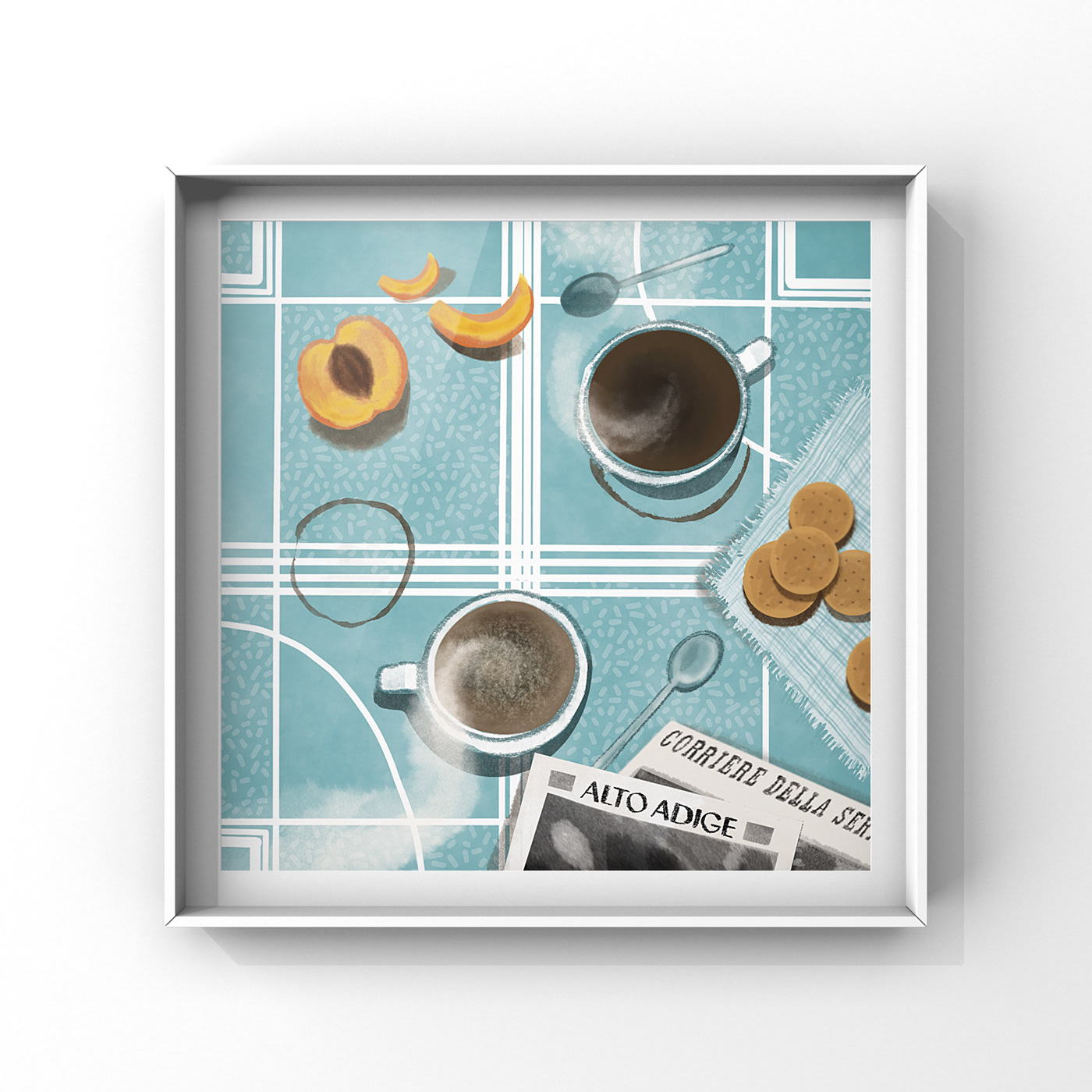 breakfast Coffee Eating  Food  graphic illustration ILLUSTRATION  illustrazione journals magazine Procreate read Reading