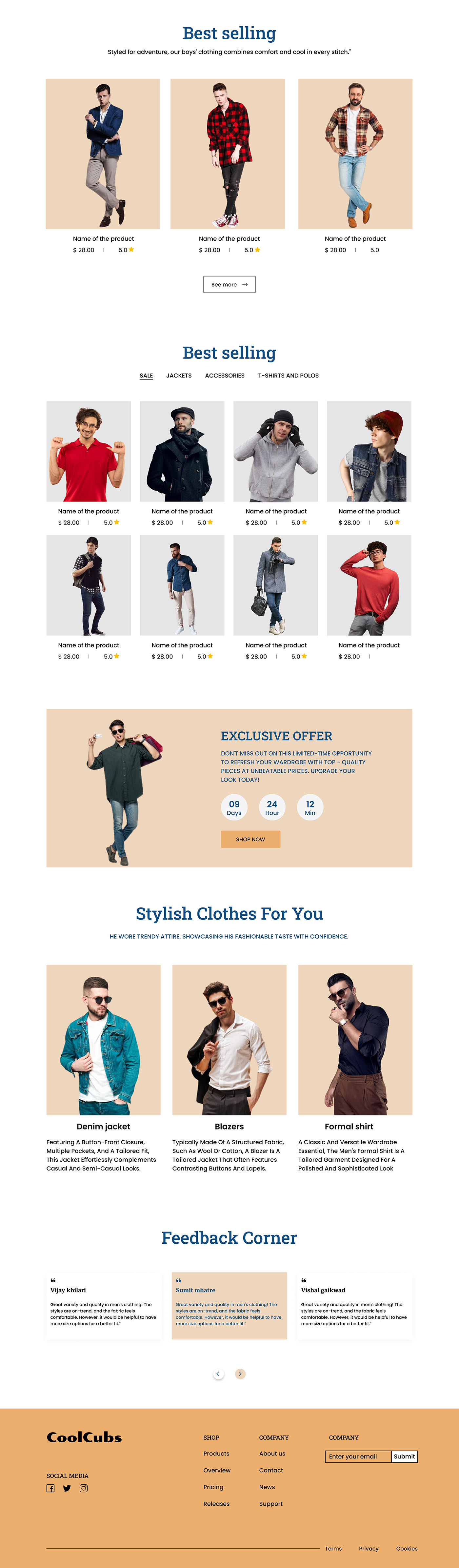 Clothing Style Figma E commerce Website creative mens fashion styling  photoshoot model