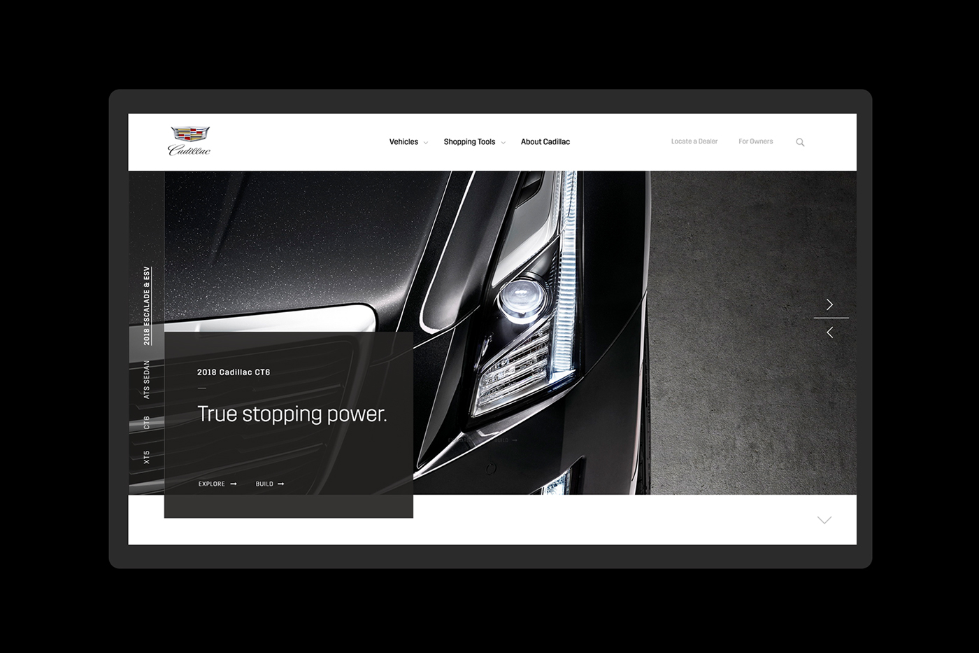 Cars cadillac Website Webdesign Webdevelopment
