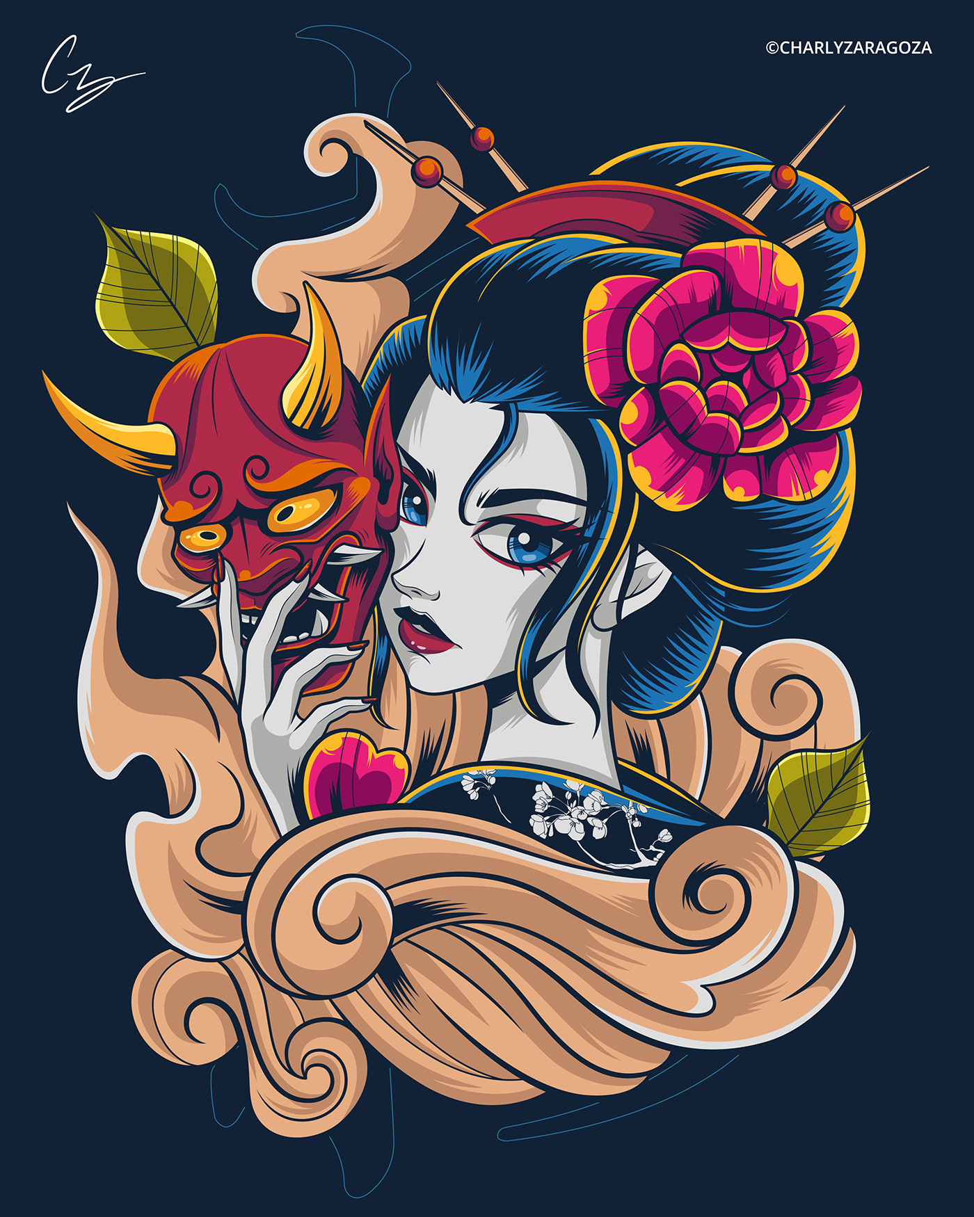 samurai geisha japan mask oriental