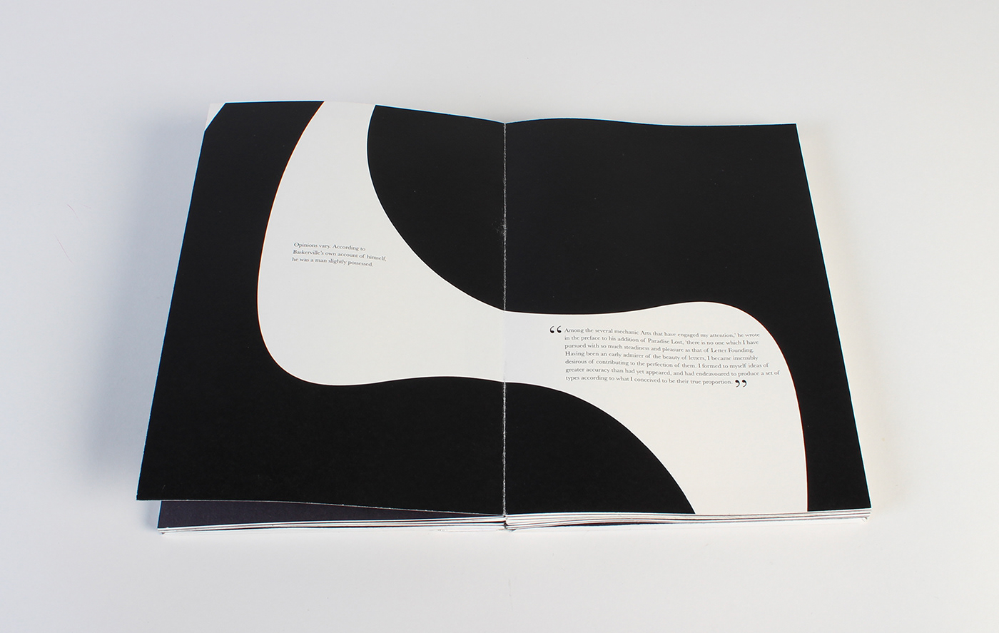 Baskerville book editorial Typeface binding celebration handmade design black and white book cover book design black on black black serif type