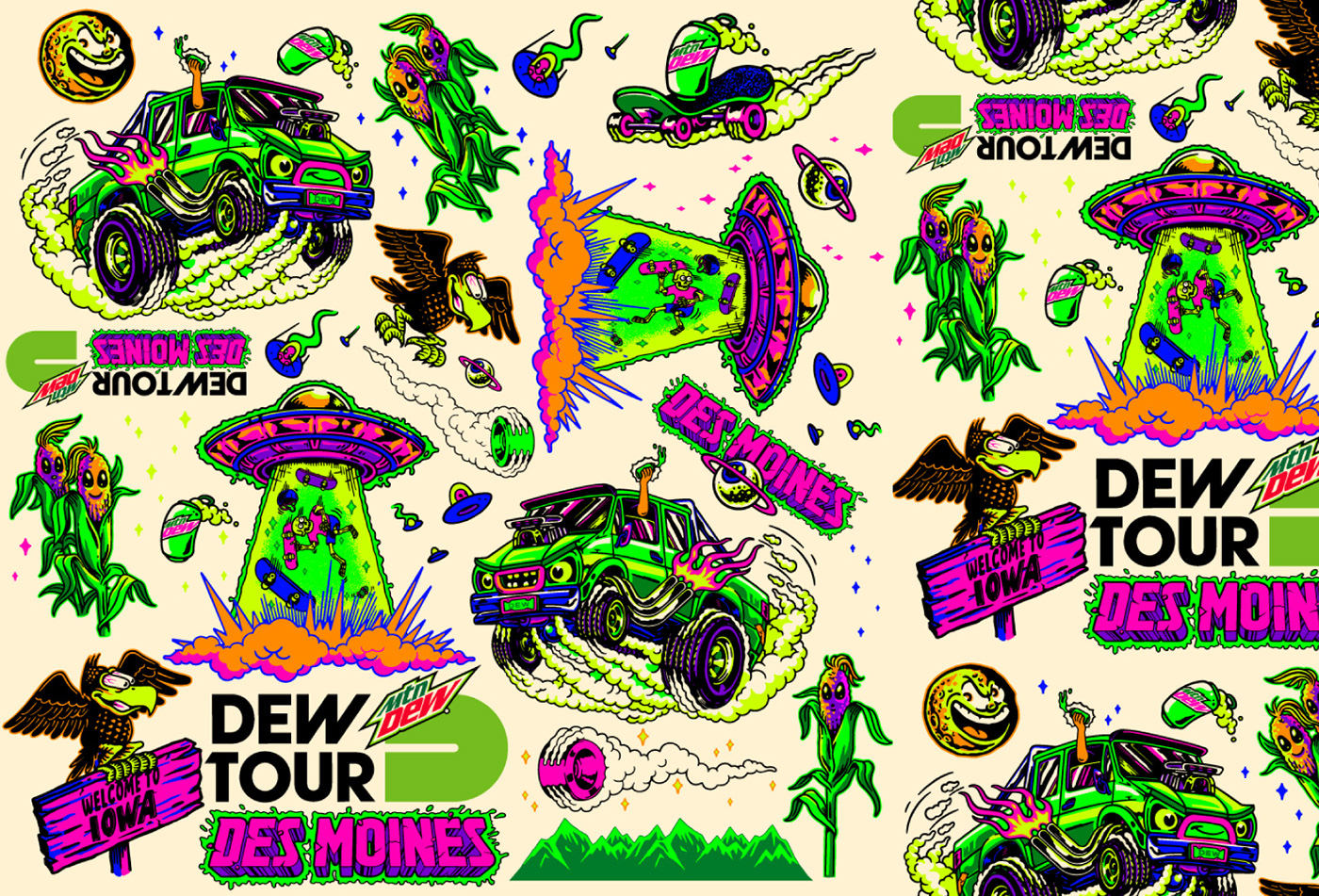 brand identity branding  Dew Tour Event festival logo Mountain Dew poster skateboard skater