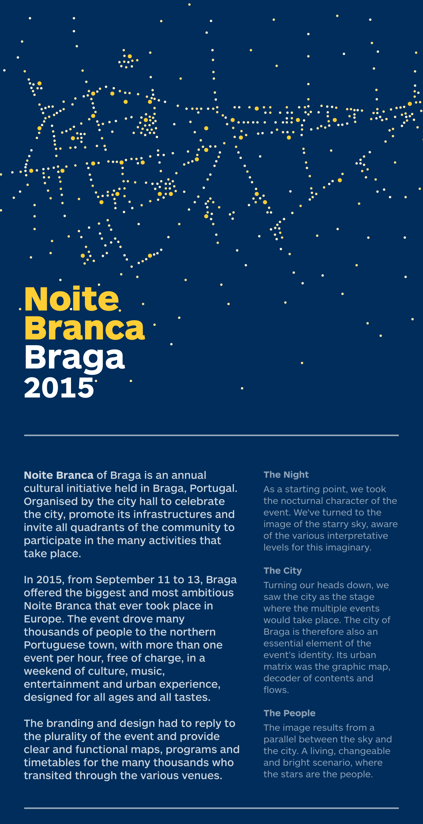 noite branca Braga festival blue identity Signage poster flyer brochure journal newspaper map