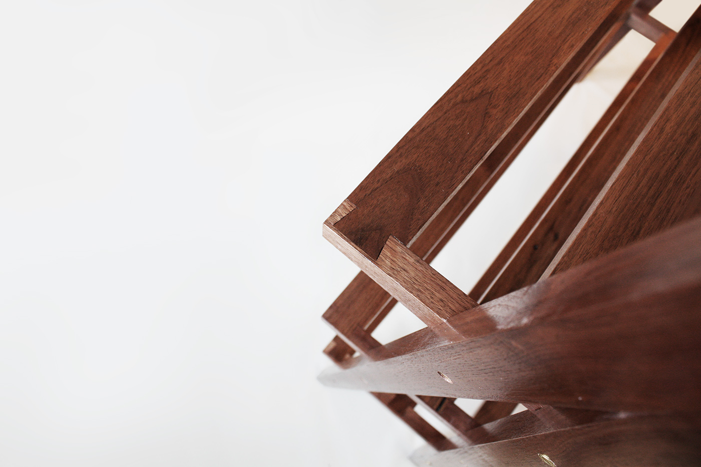 walnut woodworking handtools handmade dovetails Mid Century modern Shoe rack shellac wood