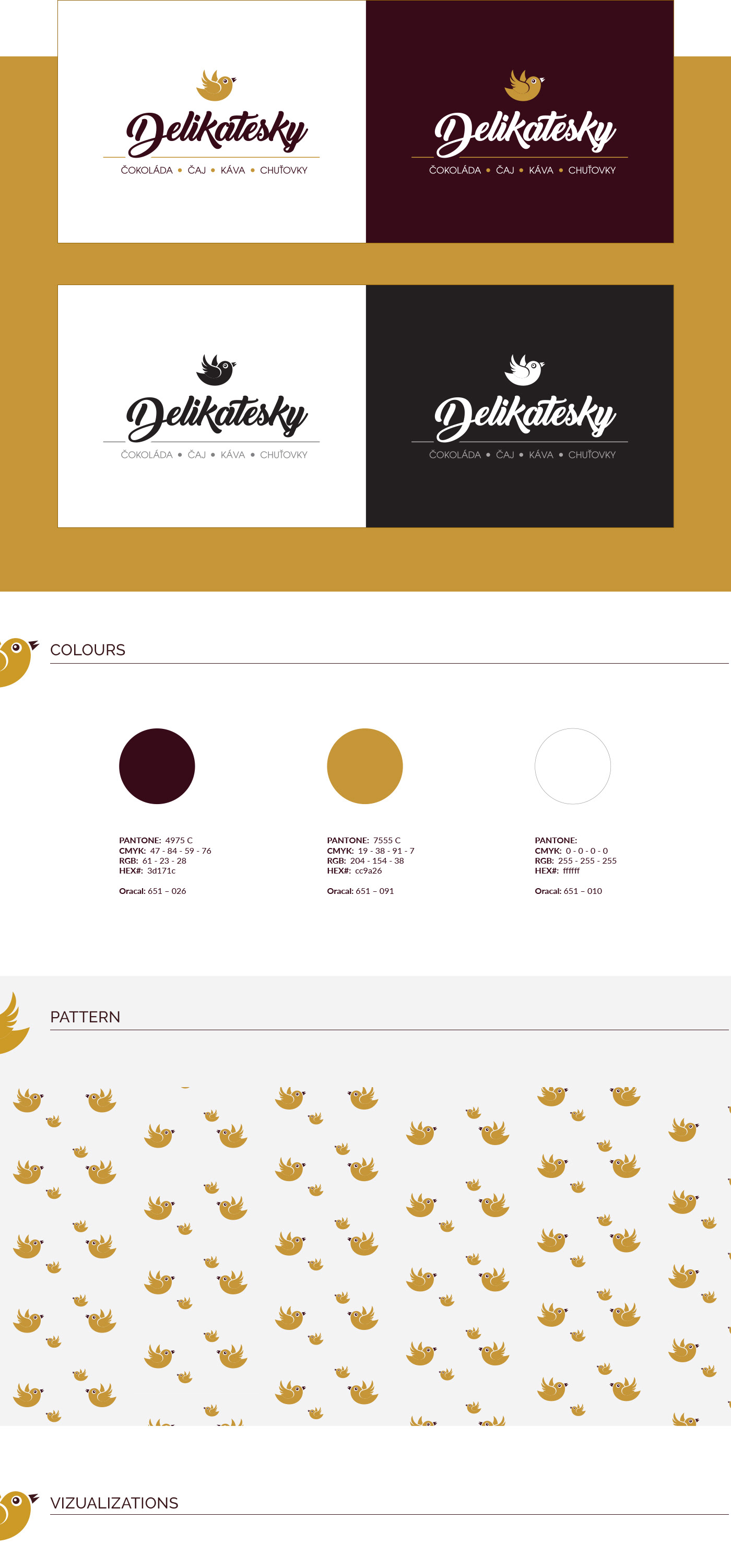 delikatesky chocolate tea Coffee logo branding  dessert gold bird sweetness