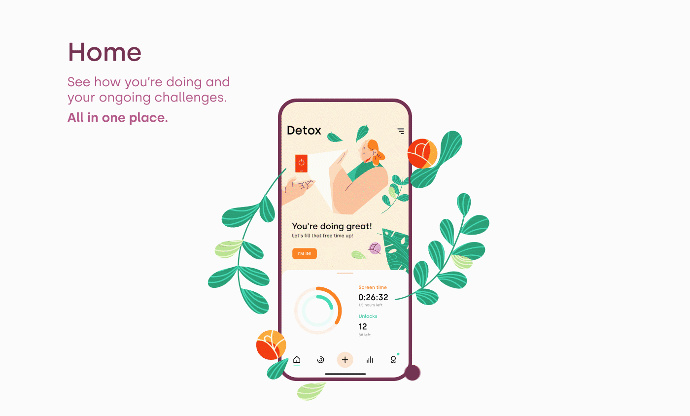 digital illustration PRODUCTIVITY MANAGER screen time UI user interface ux