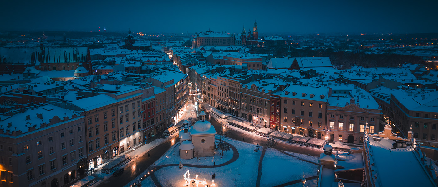 krakow poland Europe city snow Christmas winter night Photography 