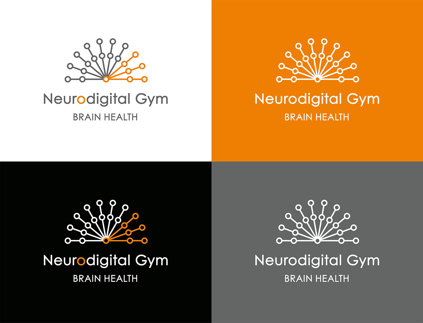 brain design logo visual identity логотип мозг Нейросети оранжевый психология серый