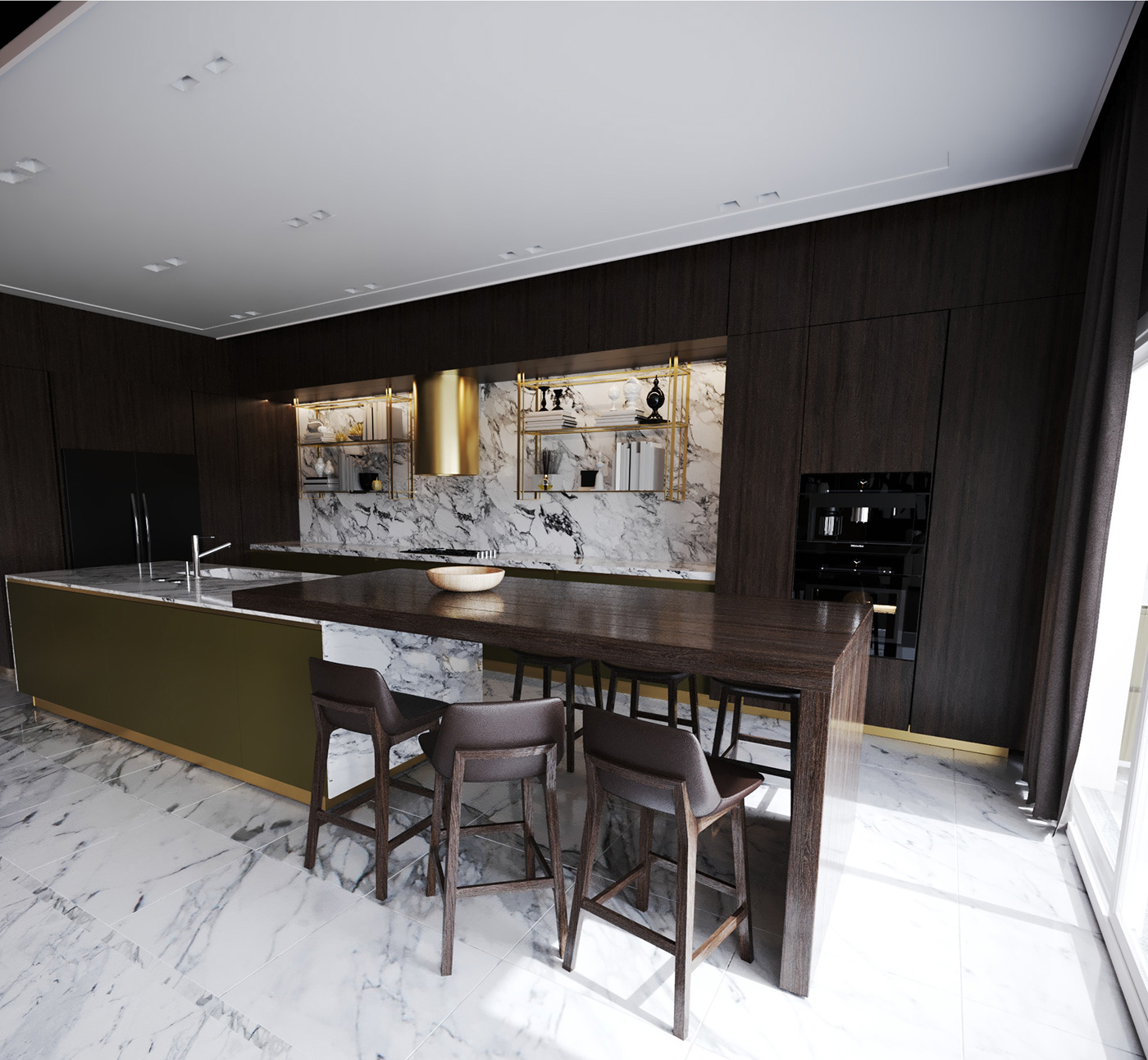reception interior design  decor architecture kitchen Marble Open Space Interior Architecture 3dsmax