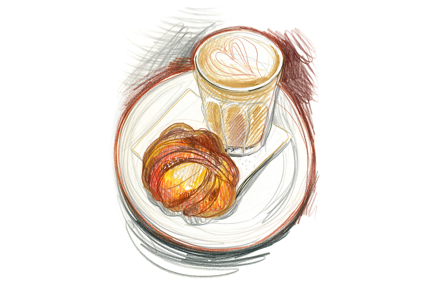 art book cafe Coffee color pencil copenhagen denmark Food  foodillustration sketch Travel