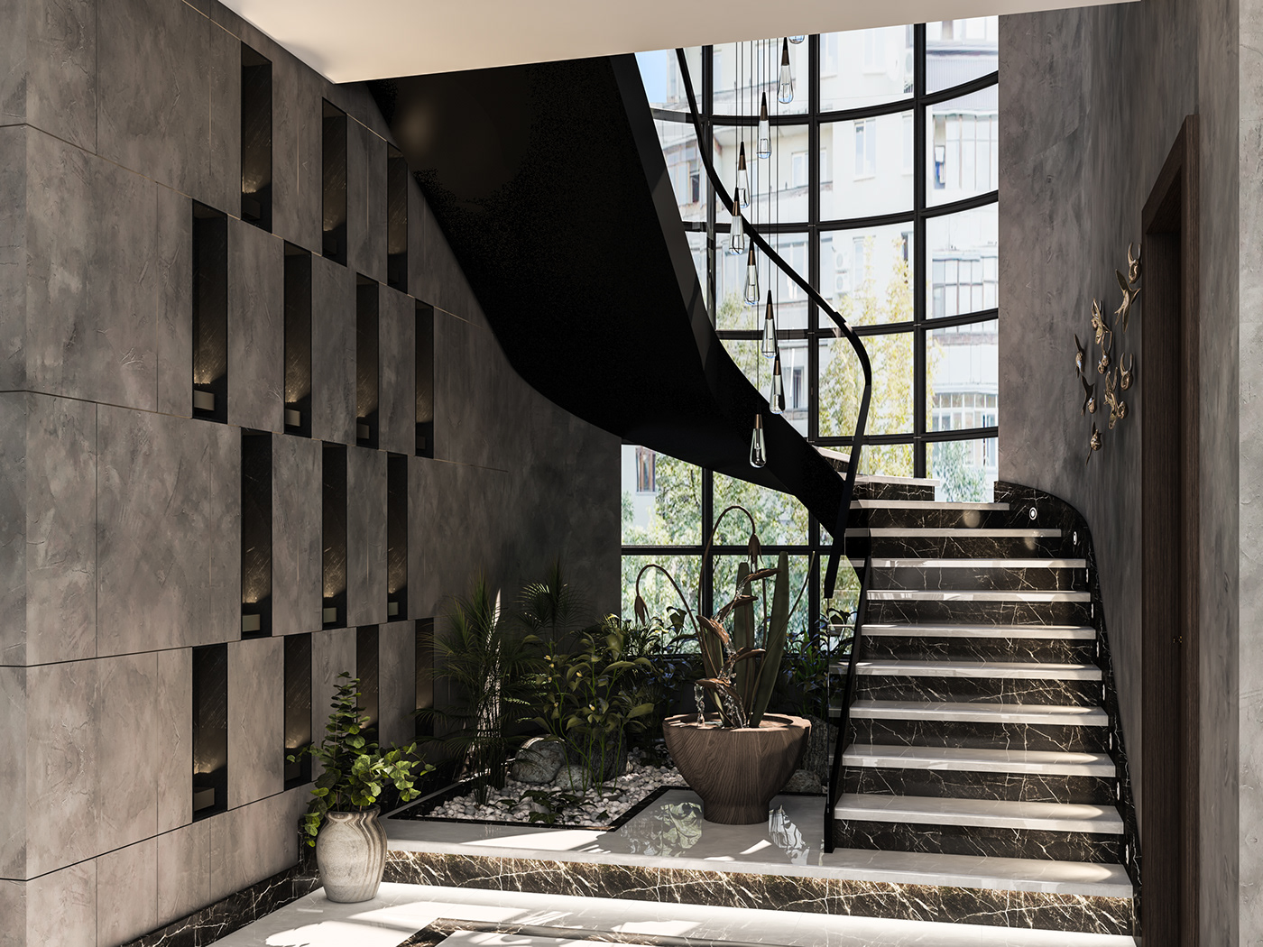 stairs Interior design Villa villa design modern Render interior design  vray visualization