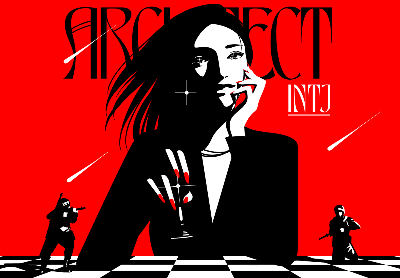 identity MBTI personality vector Character girl portrait red