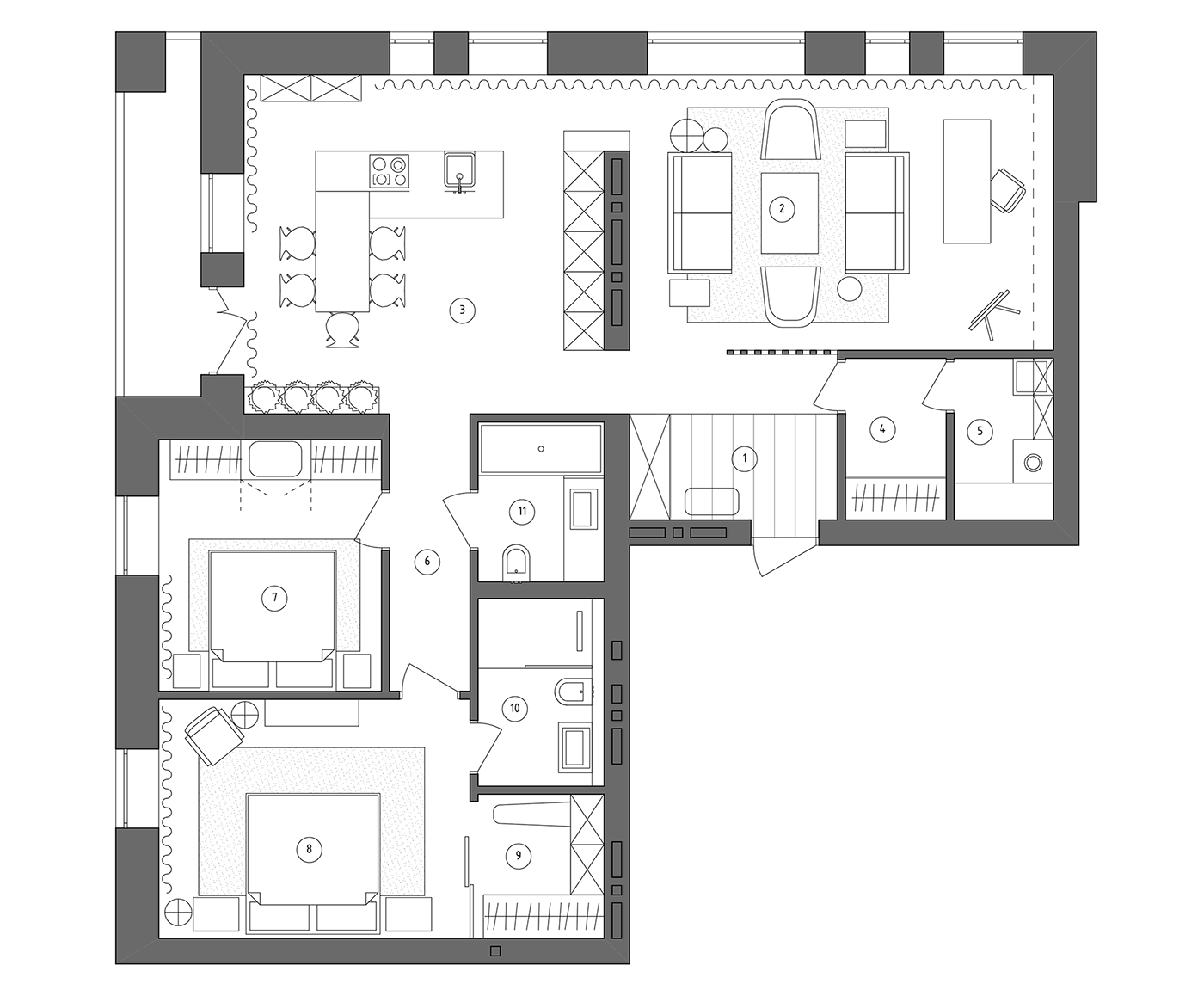 3D architecture flat interior design  Minimalism Render visualization дизайн интерьера интерьер квартира