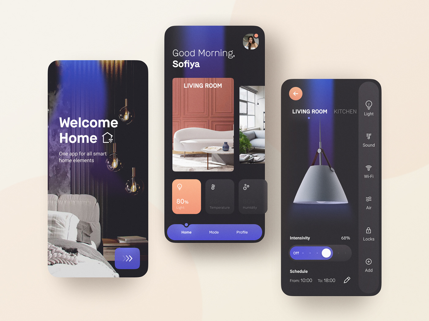 app design dark ios light mobile Smart Home UI/UX