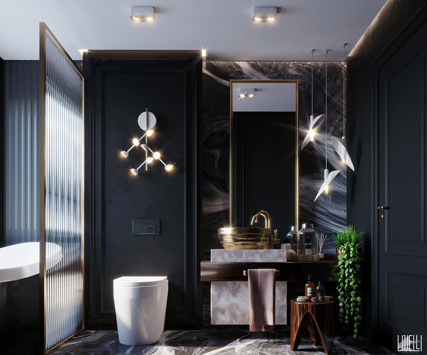 bathroom Interior luxury dark black grey free scene SODIC featured