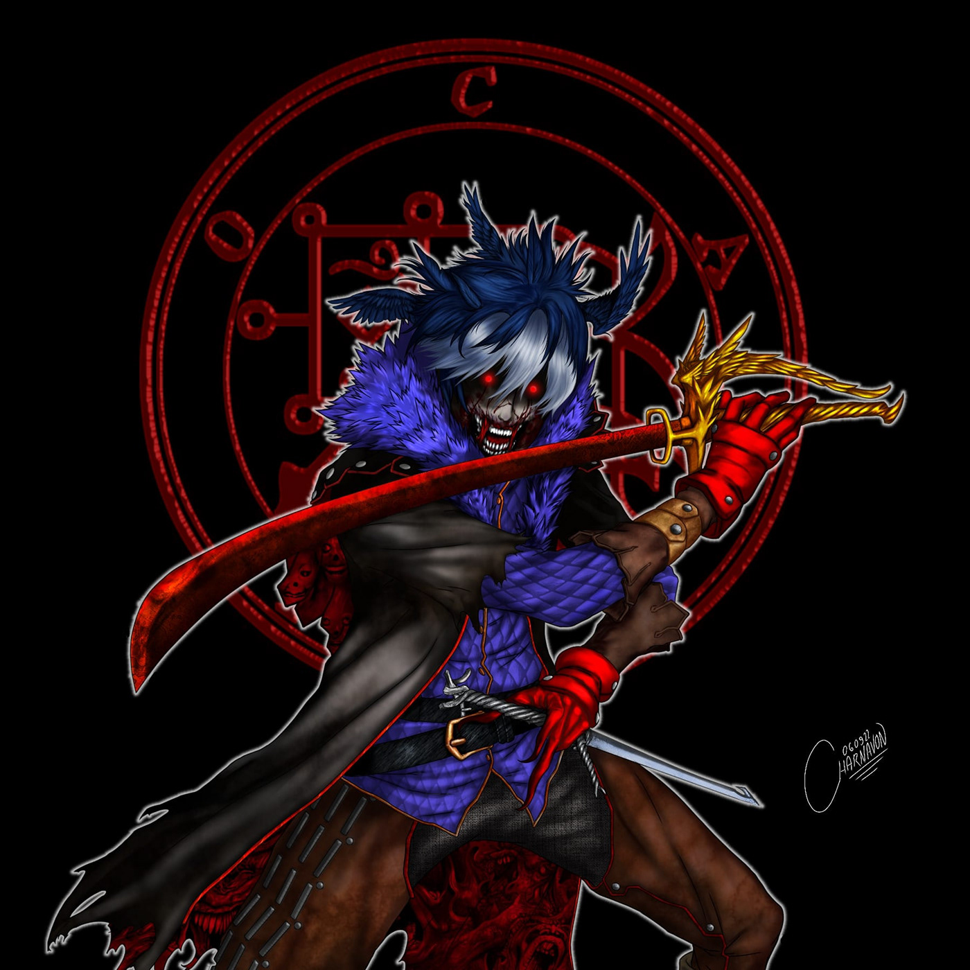 cain black dark fantasy Character design  digital illustration demon devil Ars Goetia swordsman