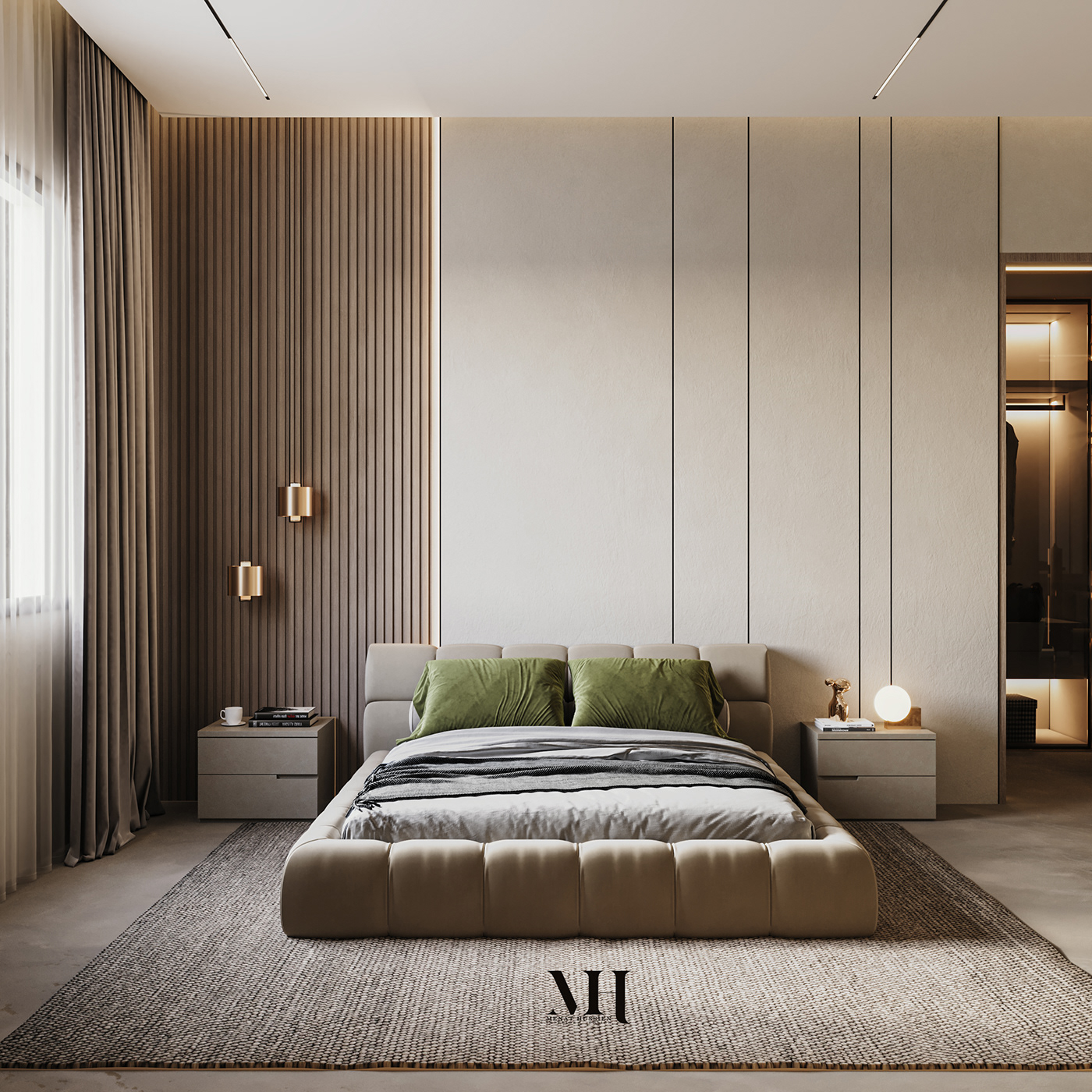 minimal modern Render architecture visualization 3D corona interior design  bedroom design