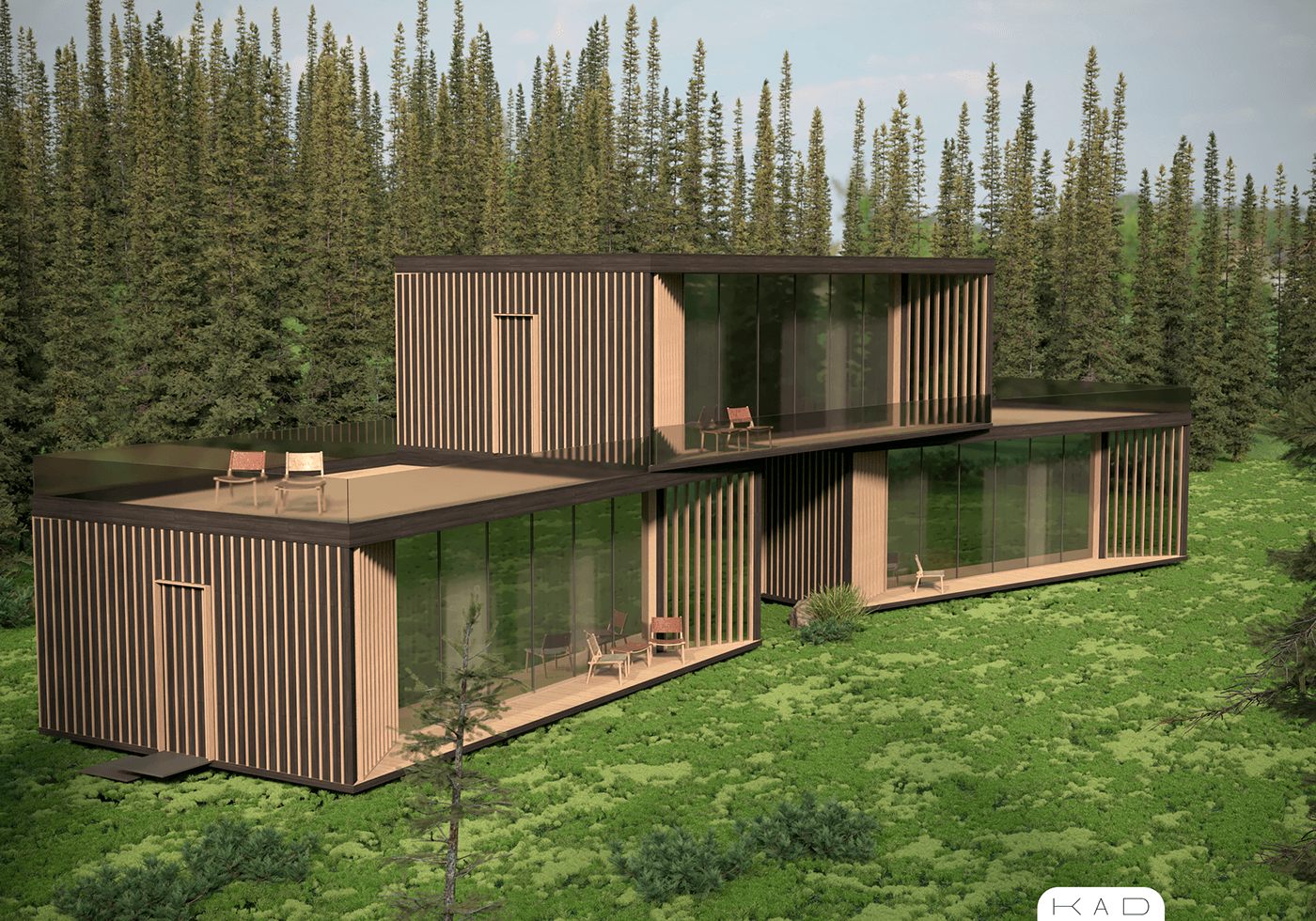 architecture exterior modern Render visualization hotel glamping eco friendly Nature