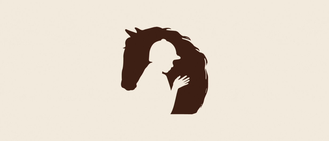 Ranch Banovina Logo Mark Design - Negative space logo of an equestrian hugging a horse