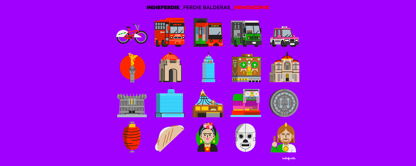 Emoji mexico city ILLUSTRATION  vector mexico Icon stickers buildings