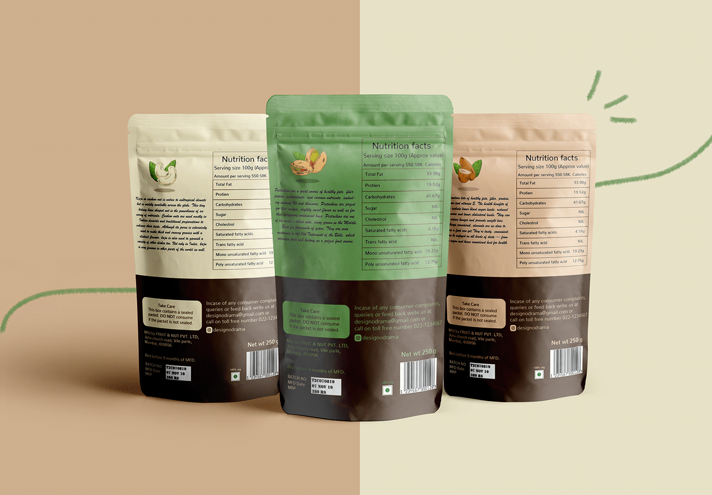 ALMONDS PACKAGING Cashew packaging Dry Fruit Packaging packaging design Pistachio Packaging Pouch Packaging