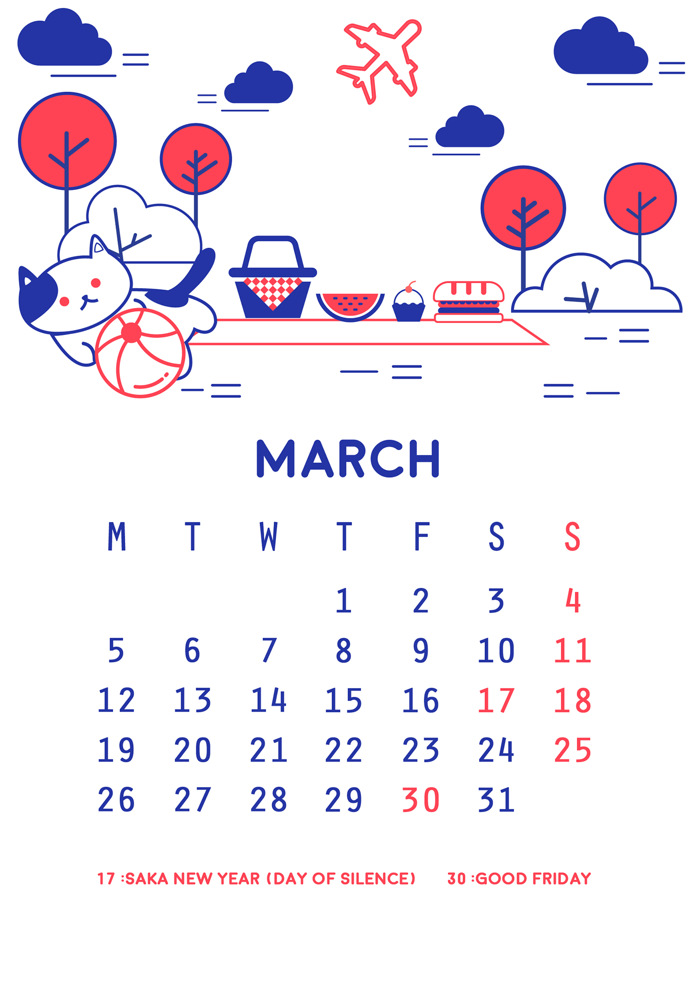 2018 Calendar ILLUSTRATION  Cat graphicdesign