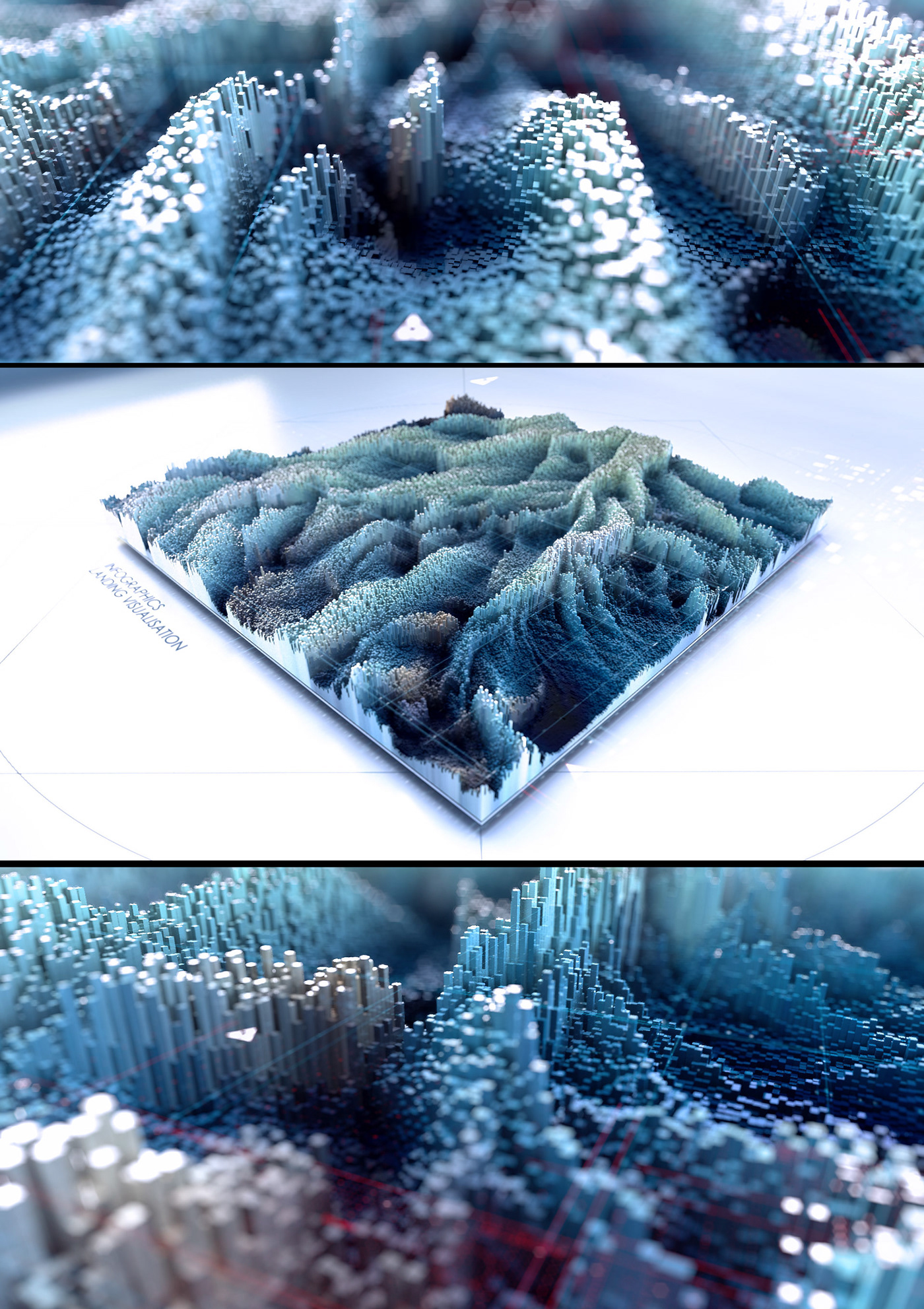 topography 3D visualisation Landscape displacement graphic design  design graphics grid land