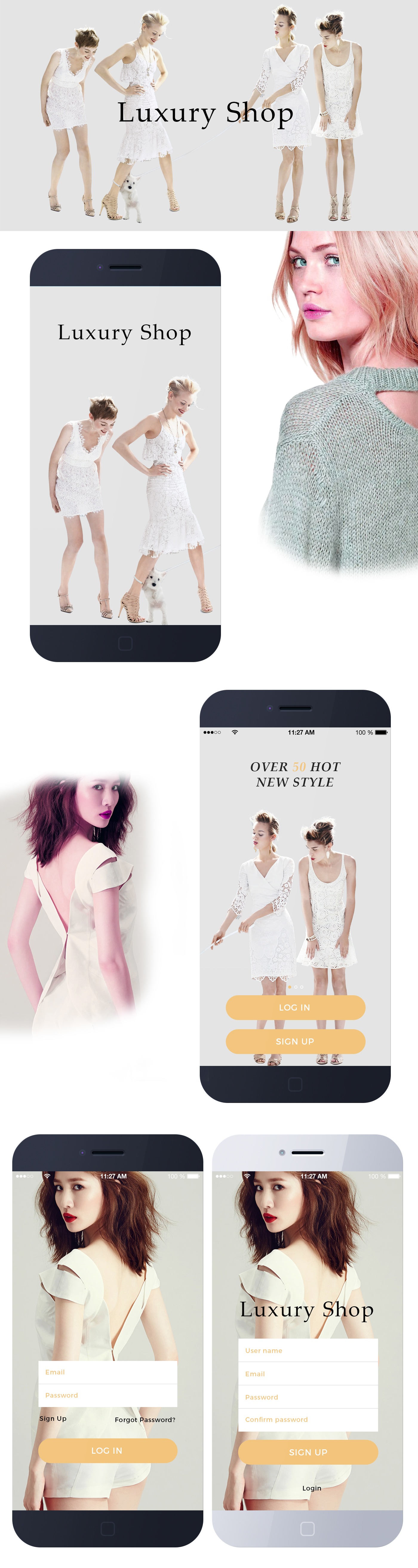 luxury-shop app ios UI shop login psd