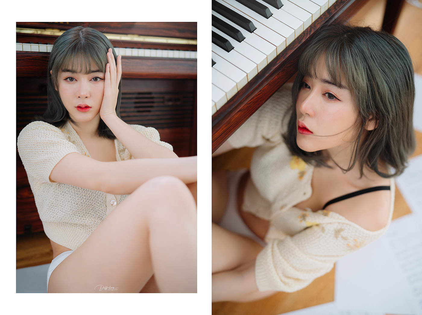 beauty cute girl music notebook Piano portrait sexy studio Thailand