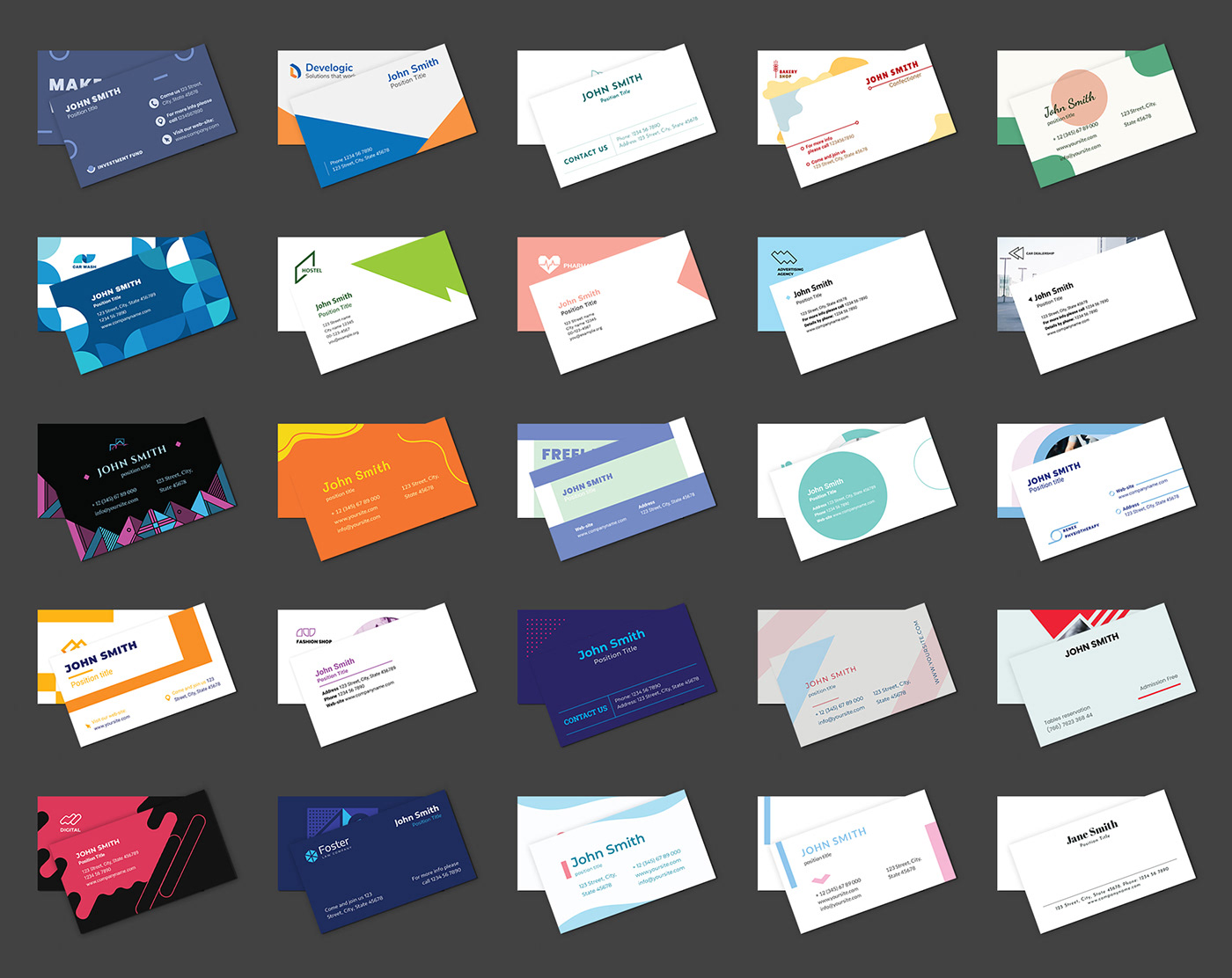 business card template bundle design branding  marketing   business card editable printable