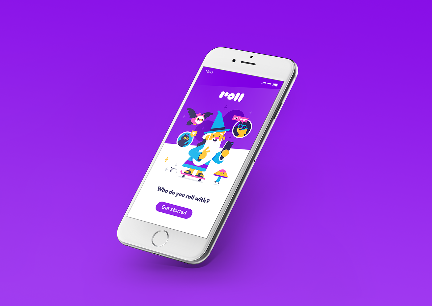 app Mascot wizard Empty States skateboard Character Cat start up UI Landing screen